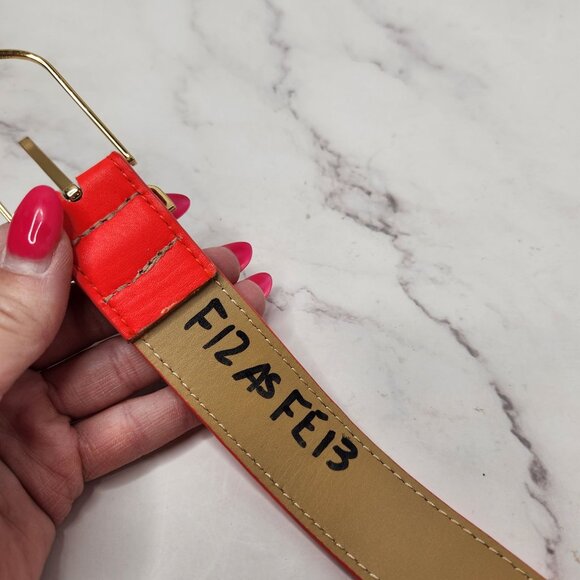 Ted Baker Bright Pink Waist Belt Geniune Leather Gold Colored Hardwear XS - Picture 8 of 10